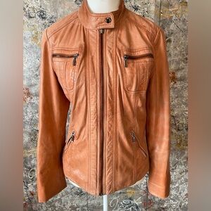 BOUTIQUE OF LEATHERS Rust Colored Zip up Jacket. Size 8